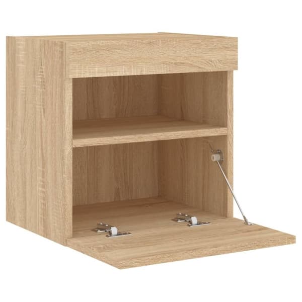 vidaXL væghængte tv-borde 2 stk. med LED-lys 40x30x40 cm sonoma-eg