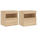 Miniatyrbillede 2 af 11: vidaXL væghængte tv-borde 2 stk. med LED-lys 40x30x40 cm sonoma-eg