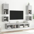 Miniatyrbilde 5 av 11: vidaXL Vegghengt TV-benk med LED-lys betonggrå 30x28,5x30 cm