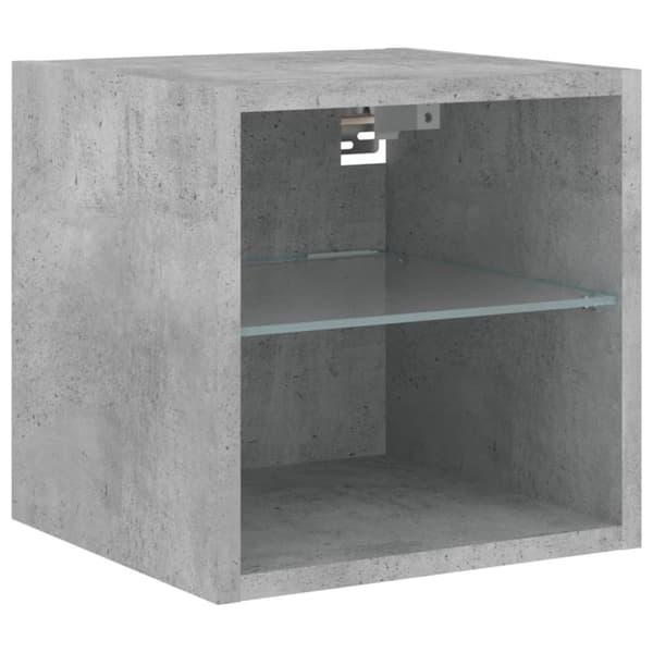 vidaXL Vegghengt TV-benk med LED-lys betonggrå 30x28,5x30 cm