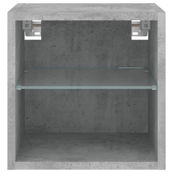 vidaXL Vegghengt TV-benk med LED-lys betonggrå 30x28,5x30 cm