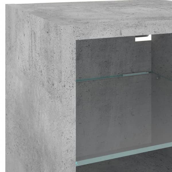 vidaXL Vegghengt TV-benk med LED-lys betonggrå 30x28,5x30 cm