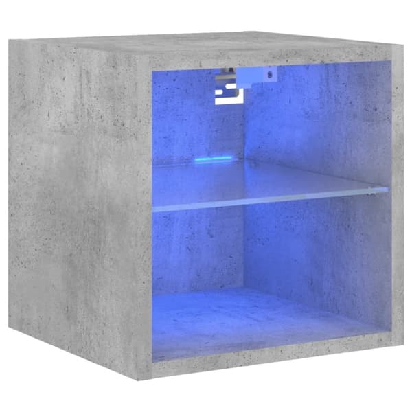 vidaXL Vegghengt TV-benk med LED-lys betonggrå 30x28,5x30 cm