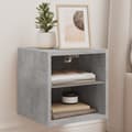 Miniatyrbilde 1 av 11: vidaXL Vegghengt TV-benk med LED-lys betonggrå 30x28,5x30 cm