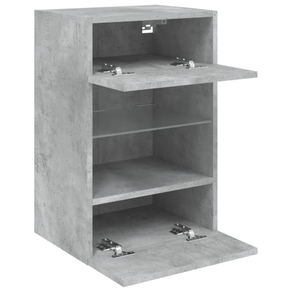vidaXL Vegghengt TV-benk med LED-lys betonggrå 40x30x60,5 cm