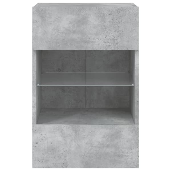 vidaXL Vegghengt TV-benk med LED-lys betonggrå 40x30x60,5 cm