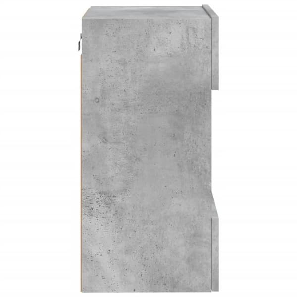 vidaXL Vegghengt TV-benk med LED-lys betonggrå 40x30x60,5 cm
