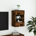 Miniatyrbilde 5 av 11: vidaXL Vegghengt TV-benk med LED-lys røkt eik 40x30x60,5 cm