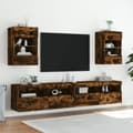 Miniatyrbilde 6 av 11: vidaXL Vegghengt TV-benk med LED-lys røkt eik 40x30x60,5 cm