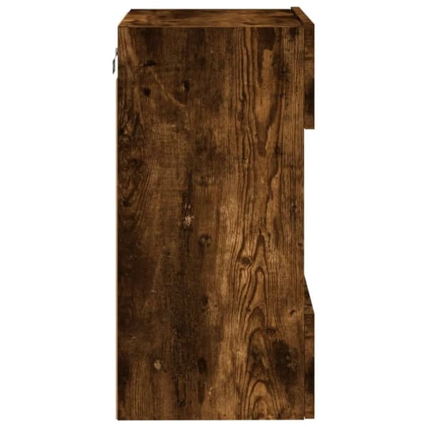 vidaXL Vegghengt TV-benk med LED-lys røkt eik 40x30x60,5 cm