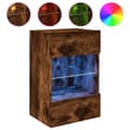 Miniatyrbilde 2 av 11: vidaXL Vegghengt TV-benk med LED-lys røkt eik 40x30x60,5 cm