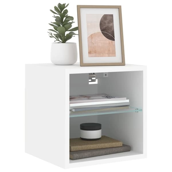 vidaXL Vegghengt TV-benk med LED hvit 30x28,5x30 cm