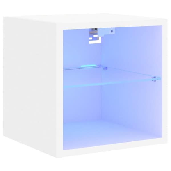 vidaXL Vegghengt TV-benk med LED hvit 30x28,5x30 cm