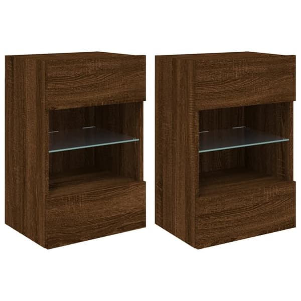 vidaXL TV-benker med LED-lys 2 stk brun eik 40x30x60,5 cm