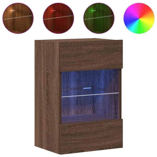 vidaXL TV-benker med LED-lys 2 stk brun eik 40x30x60,5 cm