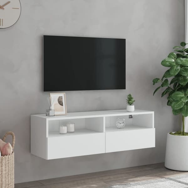 vidaXL Väggmonterad tv-bänk vit 100x30x30 cm konstruerat trä