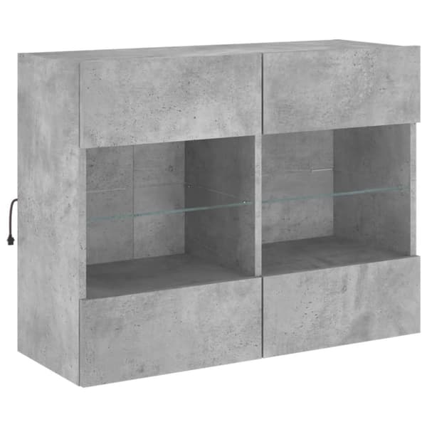 vidaXL TV-seinäkaappi LED-valoilla betoninharmaa 78,5x30x60,5 cm