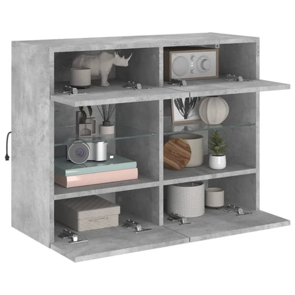 vidaXL TV-seinäkaappi LED-valoilla betoninharmaa 78,5x30x60,5 cm