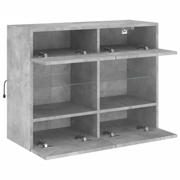 vidaXL TV-seinäkaappi LED-valoilla betoninharmaa 78,5x30x60,5 cm