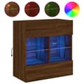 Miniatyrbillede 2 af 11: vidaXL væghængt tv-bord med LED-lys 58,5x30x60,5 cm brun egetræsfarve