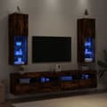 Miniatyrbilde 3 av 11: vidaXL TV-benker med LED-lys 2 stk røkt eik 30,5x30x102 cm