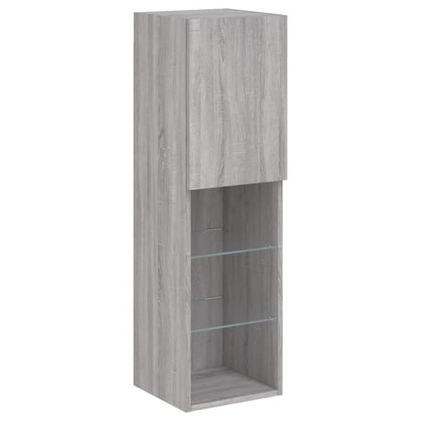 vidaXL TV-bänk med LED-belysning 2 st grå sonoma 30,5x30x102 cm