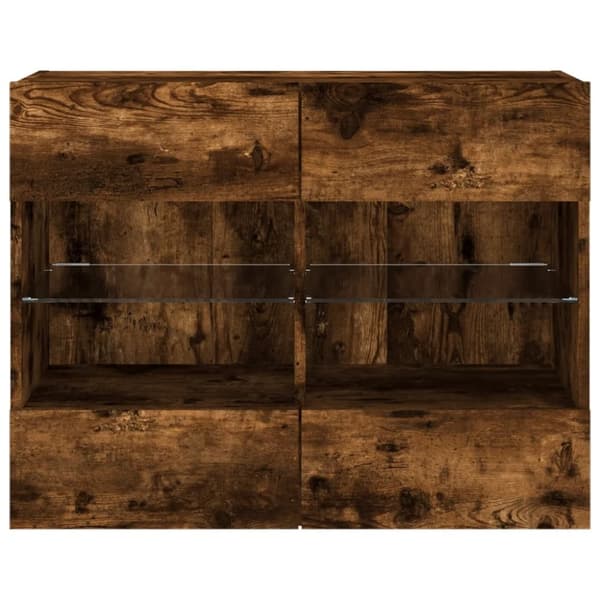 vidaXL Väggmonterad tv-bänk LED rökfärgad ek 78,5x30x60,5 cm