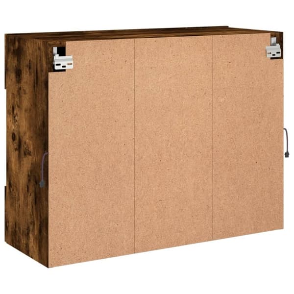 vidaXL Väggmonterad tv-bänk LED rökfärgad ek 78,5x30x60,5 cm