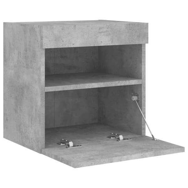 vidaXL Vegghengt TV-benk med LED-lys betonggrå 40x30x40 cm