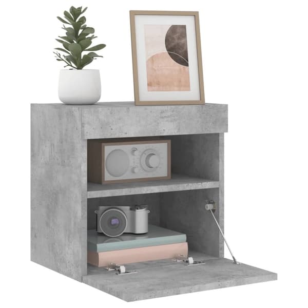 vidaXL væghængt tv-bord med LED-lys 40x30x40 cm betongrå