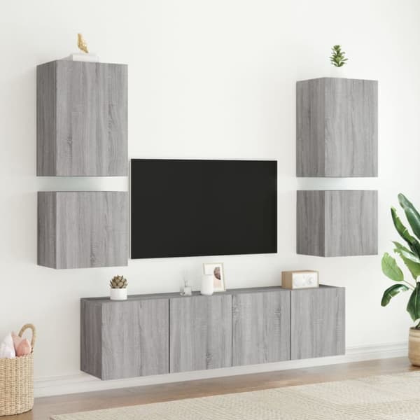 vidaXL Vegghengte TV-benker 2 stk grå sonoma 40,5x30x40 konstruert tre
