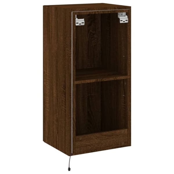 vidaXL Vegghengt TV-benk med LED brun eik 40,5x35x80 cm