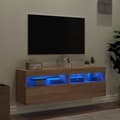 Miniatyrbilde 4 av 11: vidaXL Vegghengte TV-benker med LED 2 stk sonoma eik 60x30x40 cm