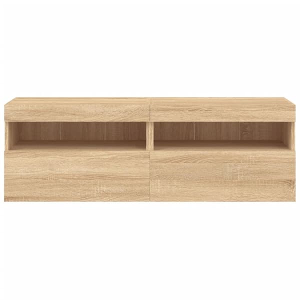 vidaXL Vegghengte TV-benker med LED 2 stk sonoma eik 60x30x40 cm