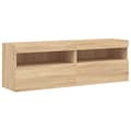 Miniatyrbillede 3 af 11: vidaXL væghængte tv-borde 2 stk. med LED-lys 60x30x40 cm sonoma-eg