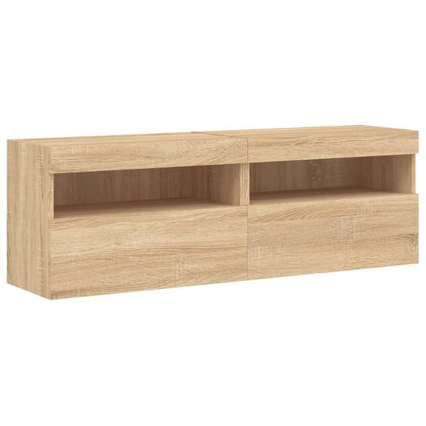 vidaXL væghængte tv-borde 2 stk. med LED-lys 60x30x40 cm sonoma-eg