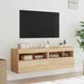 Miniatyrbillede 5 af 11: vidaXL væghængte tv-borde 2 stk. med LED-lys 60x30x40 cm sonoma-eg