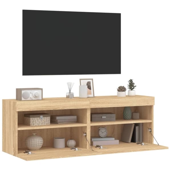 vidaXL væghængte tv-borde 2 stk. med LED-lys 60x30x40 cm sonoma-eg