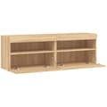 Miniatyrbillede 8 af 11: vidaXL væghængte tv-borde 2 stk. med LED-lys 60x30x40 cm sonoma-eg