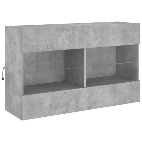 vidaXL væghængt tv-bord med LED-lys 98,5x30x60,5 cm betongrå