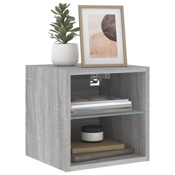 vidaXL Vegghengte TV-benker med LED 2 stk grå sonoma 30x28,5x30 cm