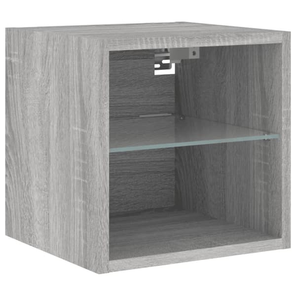 vidaXL Vegghengte TV-benker med LED 2 stk grå sonoma 30x28,5x30 cm