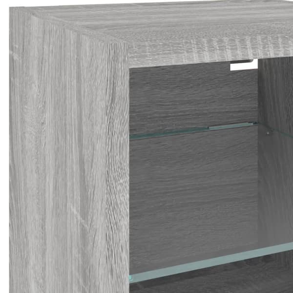 vidaXL Vegghengte TV-benker med LED 2 stk grå sonoma 30x28,5x30 cm