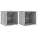 Miniatyrbillede 2 af 11: vidaXL væghængte tv-borde 2 stk. med LED-lys 30x28,5x30 cm grå sonoma