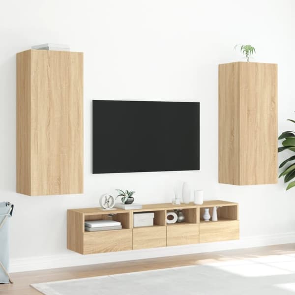 vidaXL Väggmonterad tv-bänk sonoma-ek 40,5x30x102 cm konstruerat trä