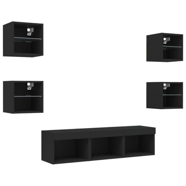 vidaXL 7-osainen LED TV-kaappisarja musta tekninen puu