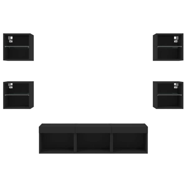 vidaXL 7-osainen LED TV-kaappisarja musta tekninen puu