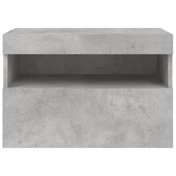 vidaXL Vegghengt TV-benk med LED-lys betonggrå 60x30x40 cm