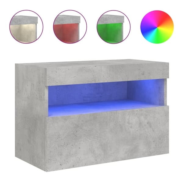vidaXL TV-seinäkaappi LED-valoilla betoninharmaa 60x30x40 cm