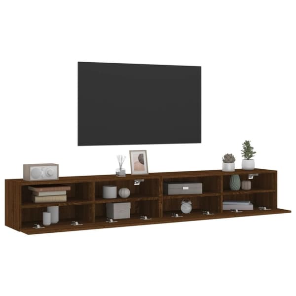 vidaXL Väggmonterad tv-bänk 2 st brun ek 100x30x30 cm konstruerat trä